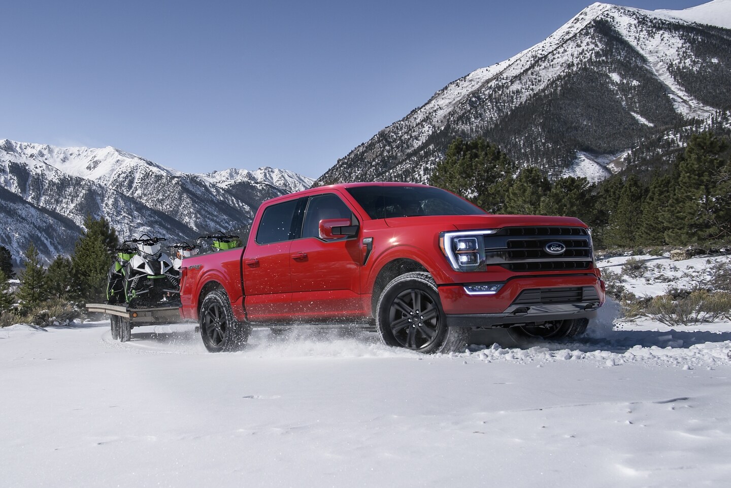 2023 Ford F-150 SuperCrew Cab in Red in the snow